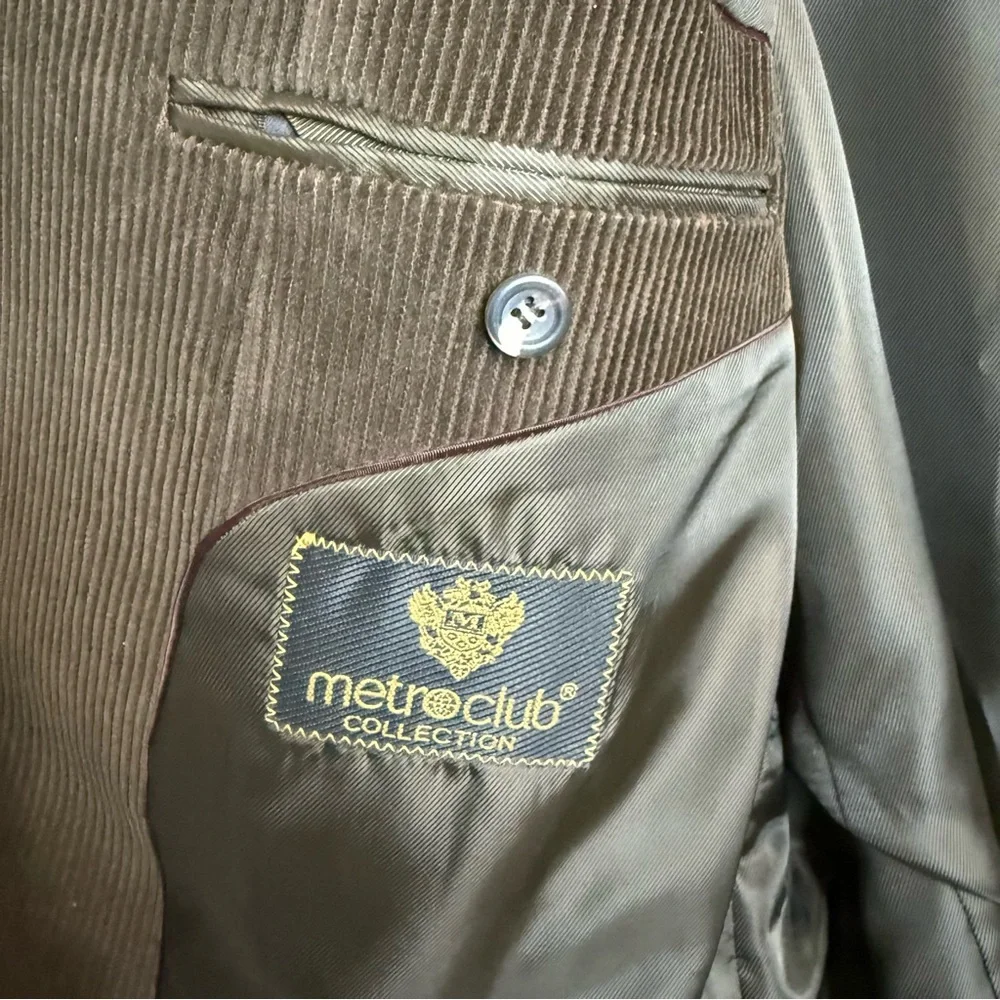 NWT Metro Club Collection Dark Brown Corduroy Blazer Academia Professor Mens 46L